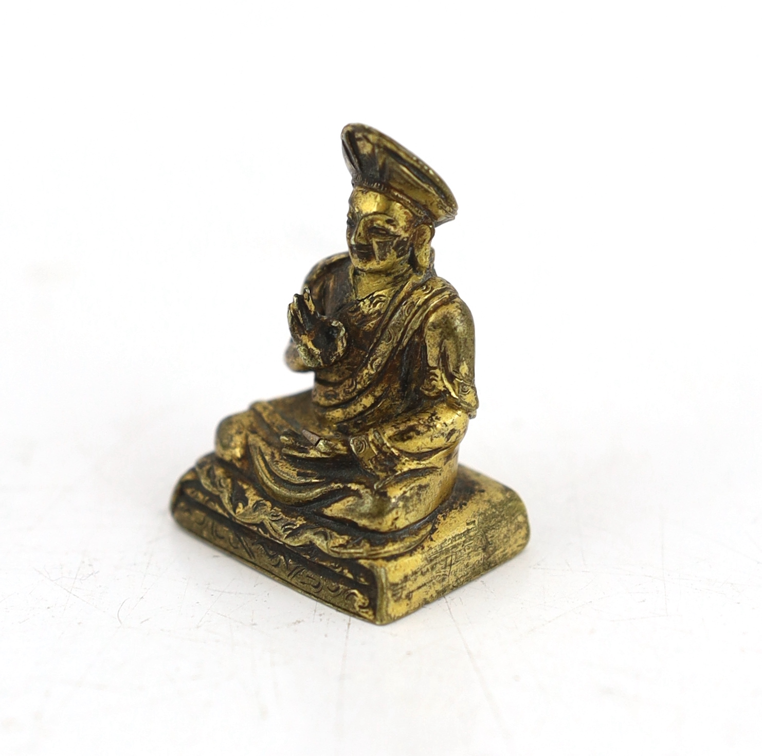 A Chinese miniature cast bronze figure of Teacher (Lama) Changkya Rolpai Dorje, 18th/19th century